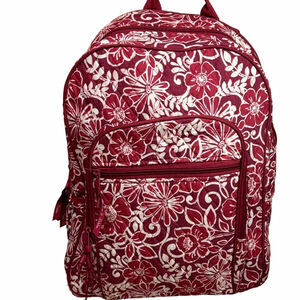 Floral Print Backpack Red White